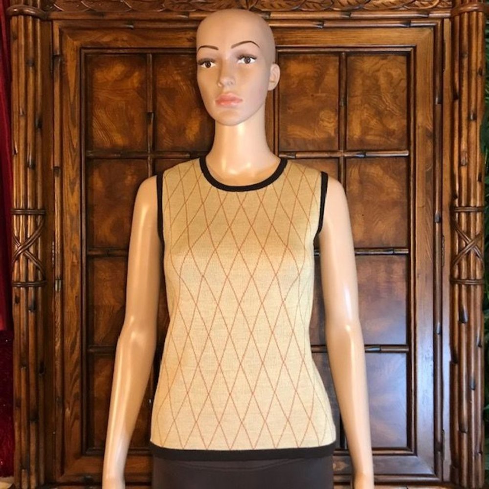Kasper Argyle Wool Blend Sweater Knit Tank